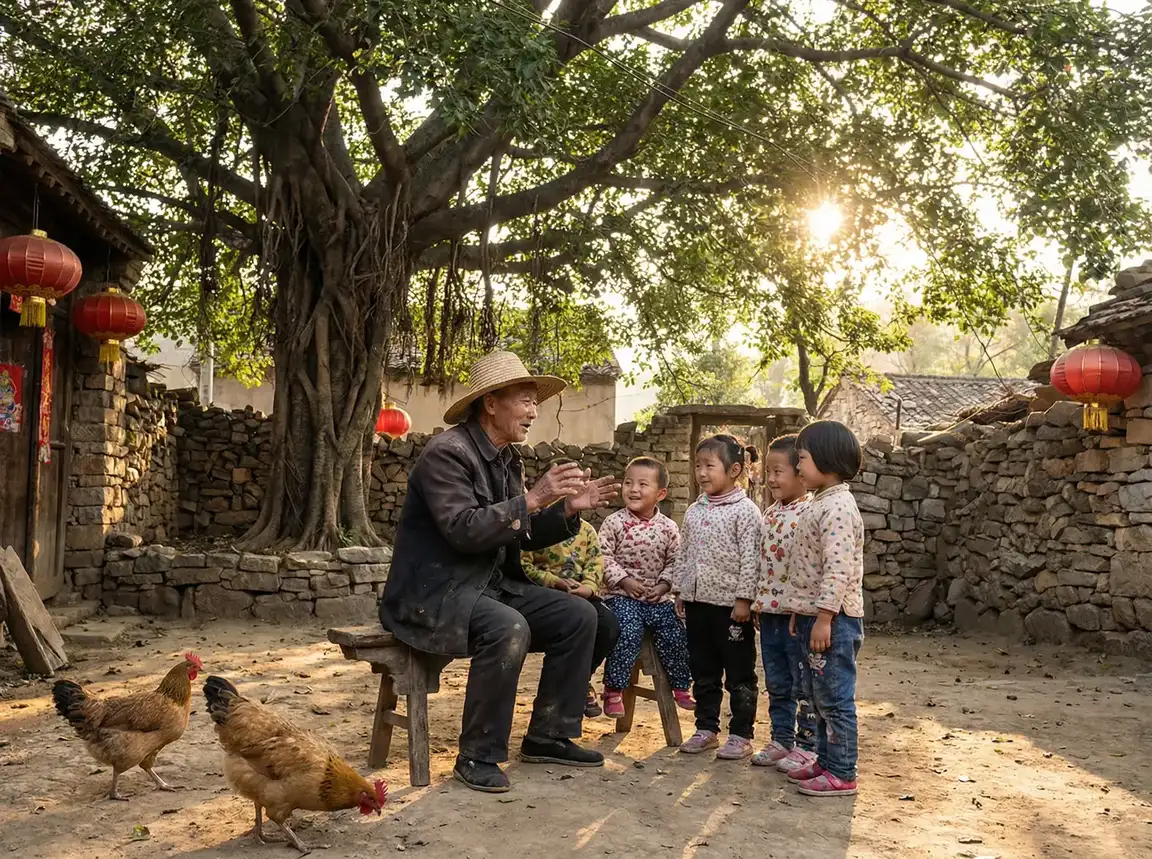 老人在大榕树下给孩子们讲故事 - 湄公河大案全集下载 乡村记忆